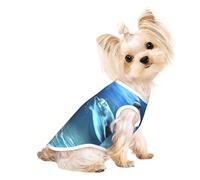 Dauphins in the sea Print Chemise pour chien de petite taille T-shirt extensible léger sans manches rayé
