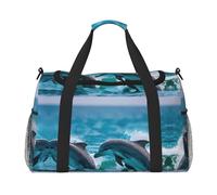 Dauphins In The Sea Sac de voyage, sac de week-end pour femme et homme pour les aventures en plein air, idéal pour le camping et la randonnée, noir, One Size