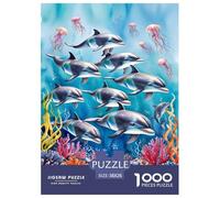Dauphins in The Water Puzzle 1000 Pièces Adultes Animaux Puzzles 1000 Pièces Jeu Éduchatif Cadeau 38x26cm/1000pcs