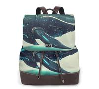 Dauphins mécaniques bleus et noirs - Sac à dos de voyage tendance pour femme - Sac à dos décontracté en cuir imprimé pour le travail