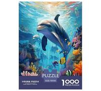 Dauphins Puzzle 1000 Pièces Cadeau Unique Jeu Éduchatif Challenge Toy À De Qualité Supérieure Peinture Art pour Adultes Enfants 70x50cm/1000pcs