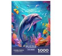 Dauphins Puzzle 1000 Pièces Cadeau Unique Jeu Éduchatif Challenge Toy À De Qualité Supérieure Peinture Art pour Adultes Et Enfants À Partir De 12 Ans 38x26cm/1000pcs