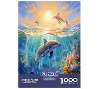 Dauphins Puzzle 1000 Pieces Cadeau Unique Jeu Éduchatif Défi Jouet À De Qualité Supérieure Peinture Art pour Adultes Et Enfants 70x50cm/1000pcs