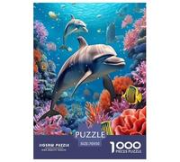 Dauphins Puzzles 1000 Pieces Cadeau Unique Jeu Éduchatif Défi Jouet À De Qualité Supérieure Peinture Art pour Adultes Et Enfants À Partir De 14 Ans 70x50cm/1000pcs