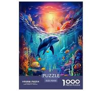 Dauphins Puzzles 1000 Pièces Cadeau Unique Jeu Éduchatif Défi Jouet À De Qualité Supérieure Peinture Art pour Adultes Et Enfants À Partir De 14 Ans 70x50cm/1000pcs