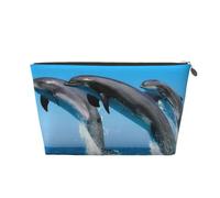 Dauphins sautant en Hiver, Trousse de Toilette Trousse de Maquillage Sac à cosmétiques Trousse de Toilette de Voyage Portable