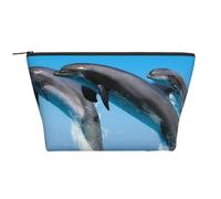 Dauphins sautant en Hiver, Trousse de Toilette Trousse de Maquillage Sac à cosmétiques Trousse de Toilette de Voyage Portable