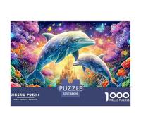 Dauphins Scintillants, Un Monde sous-Marin Vibrant Puzzle De 1000 Pièces Dolphin Élément Essentiel pour Les Soirées De Jeux en Famille, Adultes Et Enfants 38x26cm/1000pcs