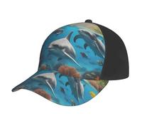Dauphins Sea Turtle Shark Pieuvre Coral Print Baseball Cap Mesh Summer Hat Outdoor Sports Quick Dry Respirant Absorption de la transpiration