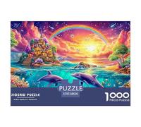 Dauphins sous-Marins, Arc-en-Ciel, Château, Réseau de Corail Puzzle De 1000 Pièces Dolphin Qualité Premium, Excellent Jeu pour Adultes Et Enfants 38x26cm/1000pcs