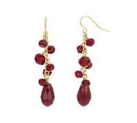 Dauplaise Boucles d'oreilles à perles rouges et dorées, bijoux élégants et tendance, accessoire de déclaration, ton or, base métallique, sans pierre précieuse