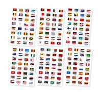 D'autocollants De Drapeau du Monde, 6 Feuilles Autocollants De Drapeaux 192 Pièces Autocollants De Passeport Stickers, Decoration Jeux Pour Planificateur De Voyage Bagages