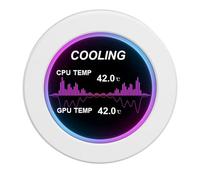 DAUZ Affichage de la Température de l'Ordinateur IPS de 2,1 Pouces, Moniteur de Données CPU Auto-adhésif USB C, Gradation Continue de Forme Ronde pour Ordinateur de Bureau (White)