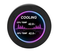 DAUZ Affichage de la Température de l'Ordinateur IPS de 2,1 Pouces, Moniteur de Données CPU Auto-adhésif USB C, Gradation Continue de Forme Ronde pour Ordinateur de Bureau (Black)