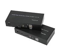 DAUZ Extension KVM HD, Télécommande 1080P 60 Hz Fibre KVM Extender 20 Km 0 Latence pour Moniteur (Prise UE)