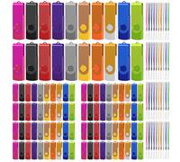 DAUZZOX Lot de 100 Clé USB Pivotantes 1 Go USB 2.0 Flash Drive Stockage Rotation Disque Mémoire Stick USB U Disque avec Lumière LED, 100 Cordes, pour Le Stockage et la SauvegardeClés USB (Multicolore)