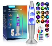 Davalampa Lampe a Lave XXL LED 17 Couleurs avec Télécommande. Lampes à mouvement liquide pour Enfants Adultes. Veilleuse personnalisée Cadeau Anniversaire Noel Lumière. 10cm x 10cm x 42cm. (Blanc)