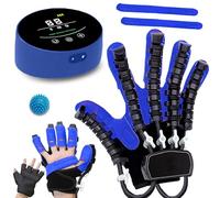 D'Avc Gants de Robot de Rééducation Attelles de Doigts Gants de Orthèses de Doigts pour Entraînement du Doigts Exercices pour la Force des Mains(A:Main Gauche B:Main Droite)(Size:B XXL,Color:Bleu)