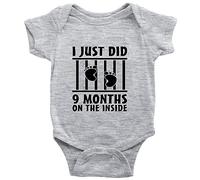 Davcielaora Body blanc à manches longues I Just Did 9 Months On The Inside pour bébé de 0 à 24 mois, Gris-2., 18 mois