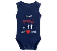 Davcielaora Body pour nouveau-né avec inscription « I'm Not Spoiled My Titi Just Loves Me », Bleu marine, 3 mois