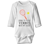 Davcielaora Born to Play Tennis with My Daddy Body pour bébé Vêtements pour nouveau-né, Blanc L, 3 mois