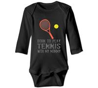 Davcielaora Born to Play Tennis with My Mommy Body pour bébé Vêtements pour nouveau-né, Noir L, 6 mois