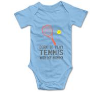 Davcielaora Born to Play Tennis with My Mommy Body pour bébé Vêtements pour nouveau-né, T-Bleu, 6 mois
