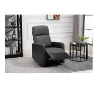 DAVENPORT Fauteuil relax LOVA PU Noir et tissu gris small