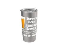 Dave's Beer Removal Service David Funny Beer lover 2 faces Gobelet isotherme en acier inoxydable double paroi