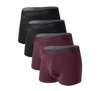 DAVID ARCHY Boxer en micro modal avec poches séparées souples pour homme, 2 noirs + 2 rouges foncés, XL