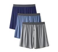 DAVID ARCHY Boxer Homme - Boxers Doux en Rayonne de Bambou pour Homme avec Braguette Boutonnée Caleçon Flottant Homme