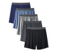 DAVID ARCHY Boxer Homme - Boxers Doux en Rayonne de Bambou pour Homme avec Braguette Boutonnée Caleçon Flottant Homme