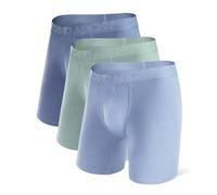 DAVID ARCHY Boxer Homme Caleçon Court 40S Fibre de Bambou Braguette sous-Vêtement avec Open-Fly Élastique Respirant Confortable Antibactérien Longueur de l'entrejambe 8 Pouces Lot de 3