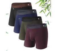 DAVID ARCHY Boxer Homme Caleçon Court 40S Fibre de Bambou Braguette sous-Vêtement avec Open-Fly Élastique Respirant Confortable Antibactérien Lot de 4