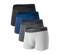 DAVID ARCHY Boxer Homme Caleçon Court 40S Fibre de Bambou Braguette sous-Vêtement avec Open-Fly Élastique Respirant Confortable Antibactérien Lot de 4