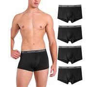DAVID ARCHY Boxer Homme sans Couture Lot de 4 Élastique Ultra-Doux, Noir, M