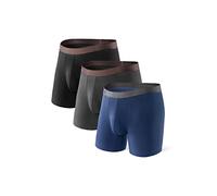 DAVID ARCHY Boxers pour homme, caleçons pour homme, caleçons pour homme, sous-vêtements en bambou, lot multipack, ultra doux et respirant, Noir + gris foncé + bleu marine - Sans braguette - Lot de 3,