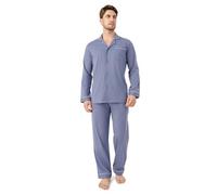 DAVID ARCHY Ensemble de pyjama boutonné en coton pour homme, Ensemble A : violet, gris, bleu, L