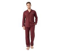 DAVID ARCHY Ensemble de pyjama pour homme 100 % coton doux Pjs boutonné classique vêtement de nuit à manches longues et bas Pjs - vêtement de nuit - Cadeau pour lui, XXL