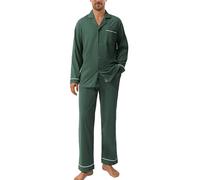 DAVID ARCHY Ensembles de Pyjama Homme Col Henri 100% Coton Peigné Classiques à Boutons Vêtements de Nuit Manches Longues et Bas