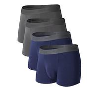 DAVID ARCHY Hommes Sous-vêtements Respirant Boxer Slips Bamboo Rayonne Trunks Multipack, C, bleu marine/gris foncé - 4 pièces, pas de mouche, 3 '', L