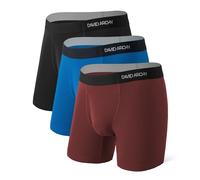 DAVID ARCHY Lot de 3 et 5 boxers confortables et doux en polyester pour homme, Bleu + noir + rouge, XXL