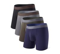 DAVID ARCHY Lot de 4 caleçons boxeurs pour homme en rayonne de bambou avec pochette de soutien, taille large et douce, Gris foncé/bleu foncé/vert olive/noir, X-Large