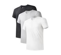 DAVID ARCHY T-Shirts Manches Courtes Homme 40S Fibre Bambou Col V Maillot de Corps Basiques Coupe Slim Doux Antibactérien Respirant Lot de 3