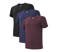 DAVID ARCHY T-Shirts Manches Courtes Homme 40S Fibre Bambou Col V Maillot de Corps Basiques Coupe Slim Doux Antibactérien Respirant Lot de 3
