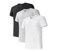DAVID ARCHY T-Shirts Manches Courtes Homme 60S Micromodal Col V Maillot de Corps Basiques Soyeux Ultra-Doux Respirant Lot de 3