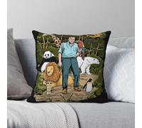 David Attenborough Save Our Planet Taie d'oreiller Polyester Lin Velours Motif Fermeture Éclair Housse de coussin décorative pour la maison