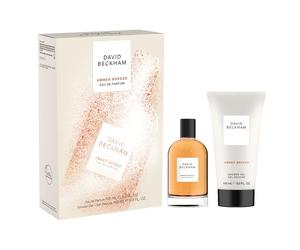 David Beckham Boîte Cadeau Amber Breeze, Eau de Parfum 100 ml et Gel Douche 150 ml, Parfum Ambre Aromatique pour Lui
