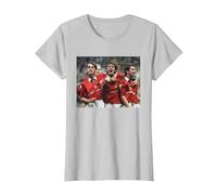 David Beckham et Gary Neville Manchester United Football T-Shirt, Femme, Argent, XXL