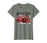 David Beckham et Gary Neville Manchester United Football T-Shirt, Femme, Vert Kaki chiné, XS